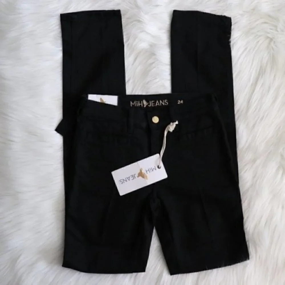 NEW Anthropologie M.i.H Oslo Slim Fit Black Long Jeans Size 24